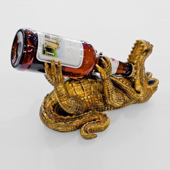 Drunken Crocodile Beer Bottle Holder In Gold