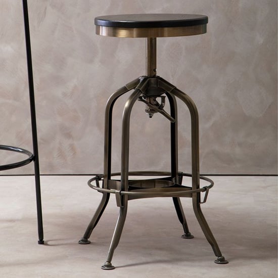Dschubba Brass Steel Bar Stool With Ash Wooden Seat_1
