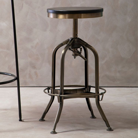 Read more about Dschubba brass steel bar stool with ash wooden seat