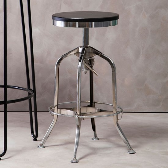 Dschubba Chrome Steel Bar Stool With Ash Wooden Seat_1