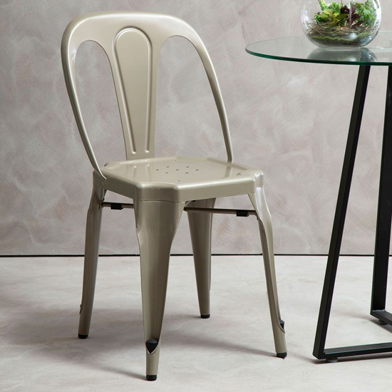 Product photograph of Dschubba Metal Dining Chair In Champagne from Furniture in Fashion