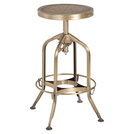 Read more about Dschubba steel industrial style adjustable stool in brass