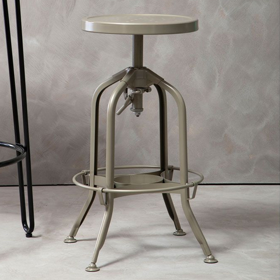 Read more about Dschubba steel industrial style adjustable stool in champagne