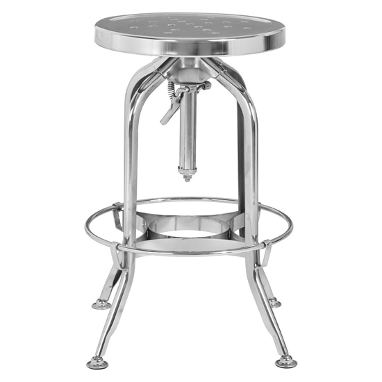 Dschubba Steel Industrial Style Adjustable Stool In Silver