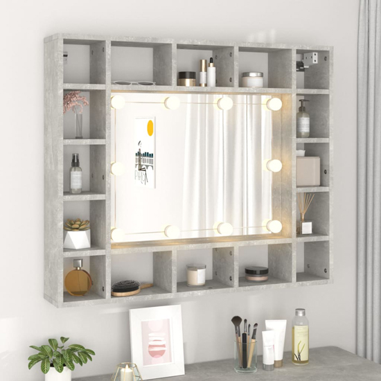 Dublin Dressing Mirrored Cabinet In Concrete Effect With LED