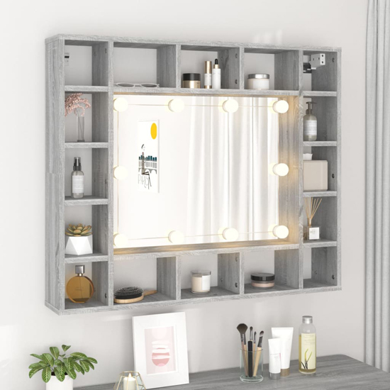Read more about Dublin dressing mirrored cabinet in grey sonoma oak with led
