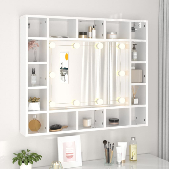 Read more about Dublin high gloss dressing mirrored cabinet in white with led