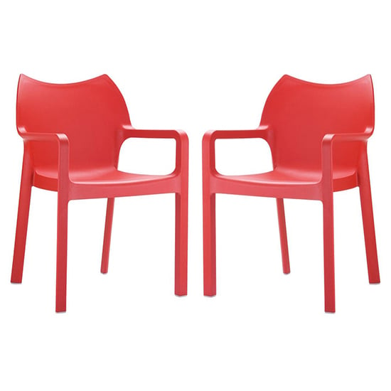 Dublin Red Reinforced Glass Fibre Dining Chairs In Pair_1