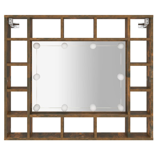 Dublin Wooden Dressing Mirrored Cabinet In Smoked Oak With LED
