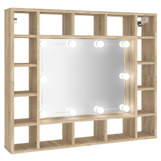 Dublin Wooden Dressing Mirrored Cabinet In Sonoma Oak With LED