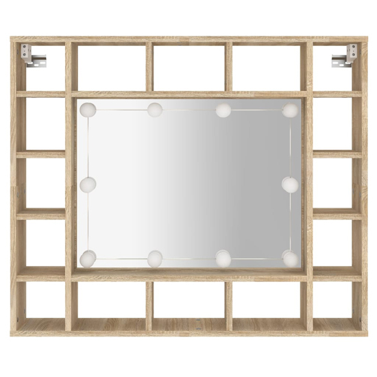 Dublin Wooden Dressing Mirrored Cabinet In Sonoma Oak With LED