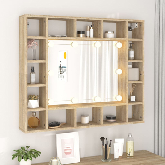 Read more about Dublin wooden dressing mirrored cabinet in sonoma oak with led