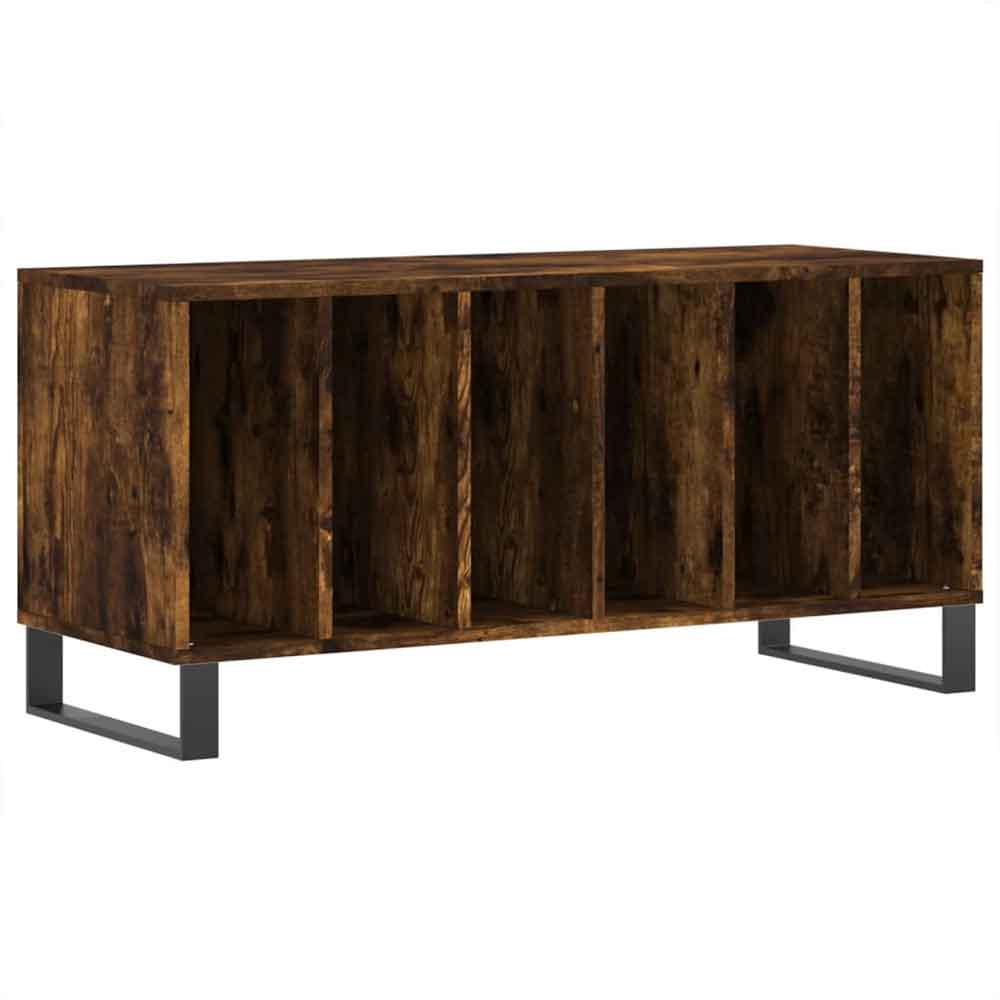 Dubuque 100cm Wooden Filing Cabinet With 6 Shelves And Metal Legs - Smoked Oak