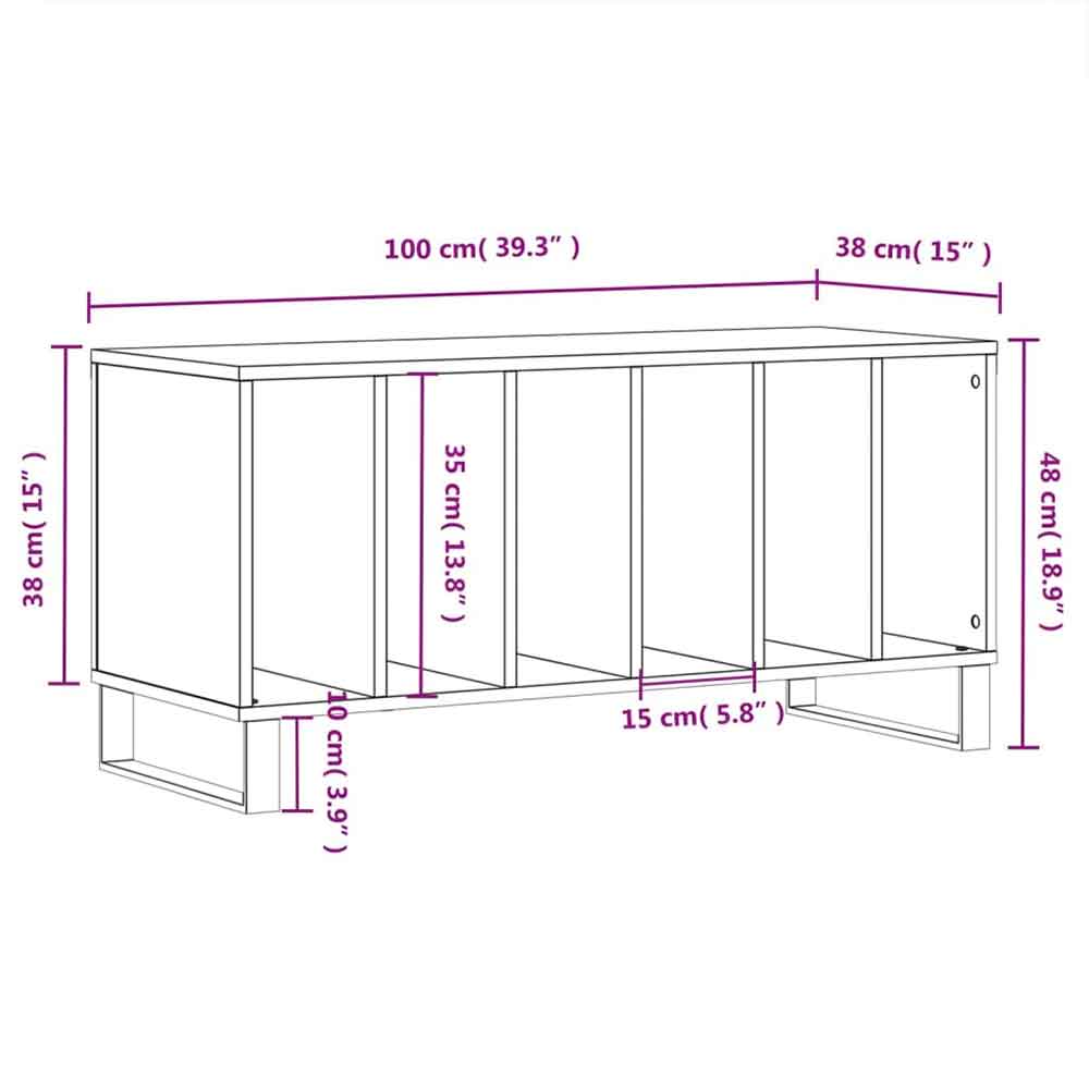 Dubuque 100cm Wooden Filing Cabinet With 6 Shelves And Metal Legs - Smoked Oak