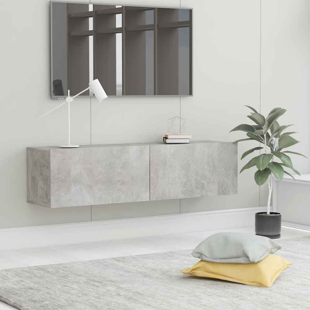 Dubuque 120cm Wooden TV Stand With 2 Doors - Concrete Grey