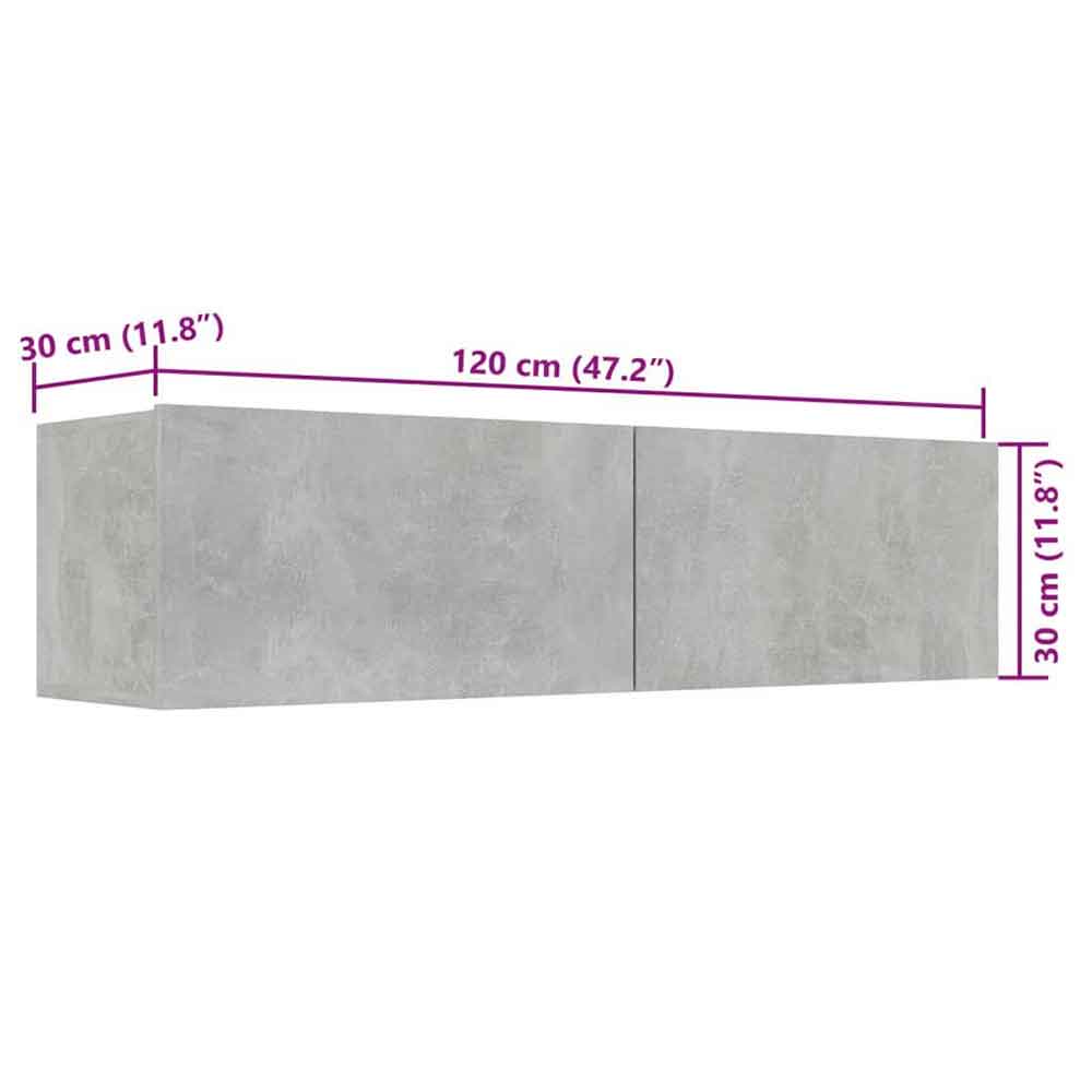 Dubuque 120cm Wooden TV Stand With 2 Doors - Concrete Grey