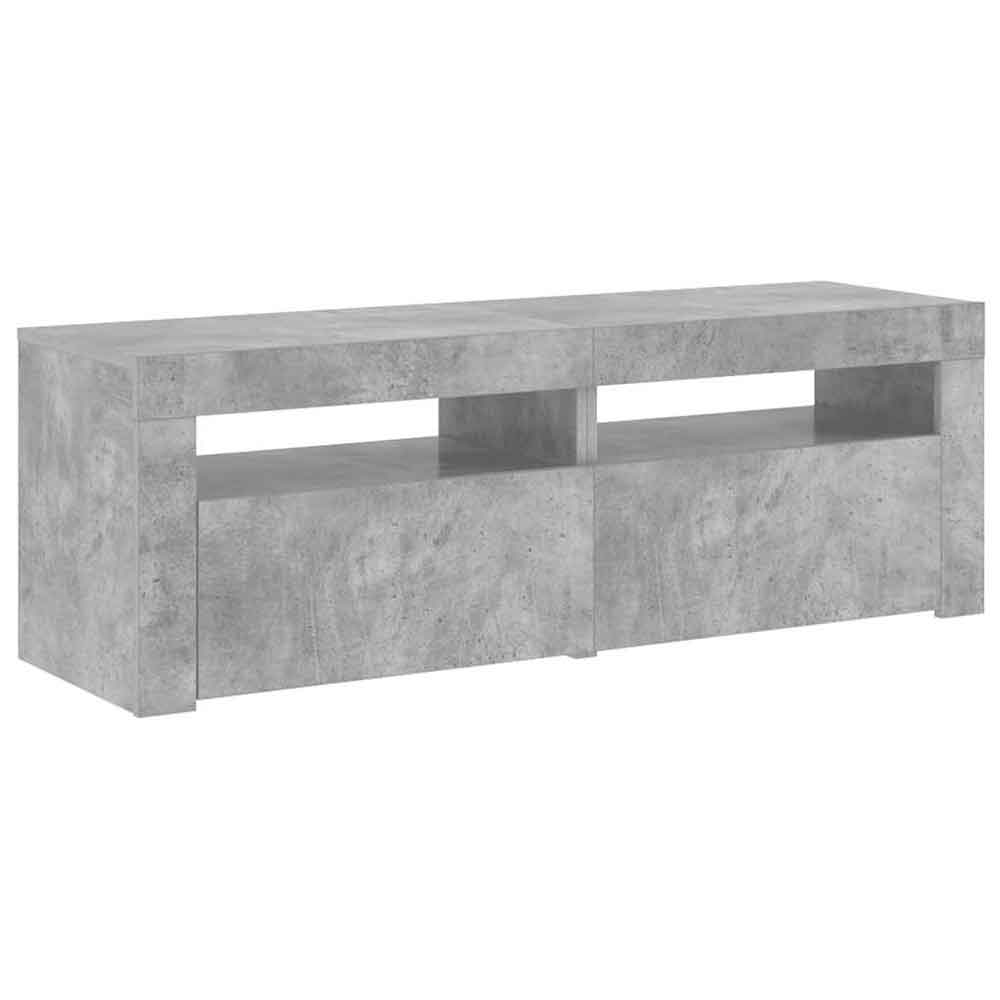 Dubuque 120cm Wooden TV Stand With 2 Doors And LED Lighting - Concrete Grey