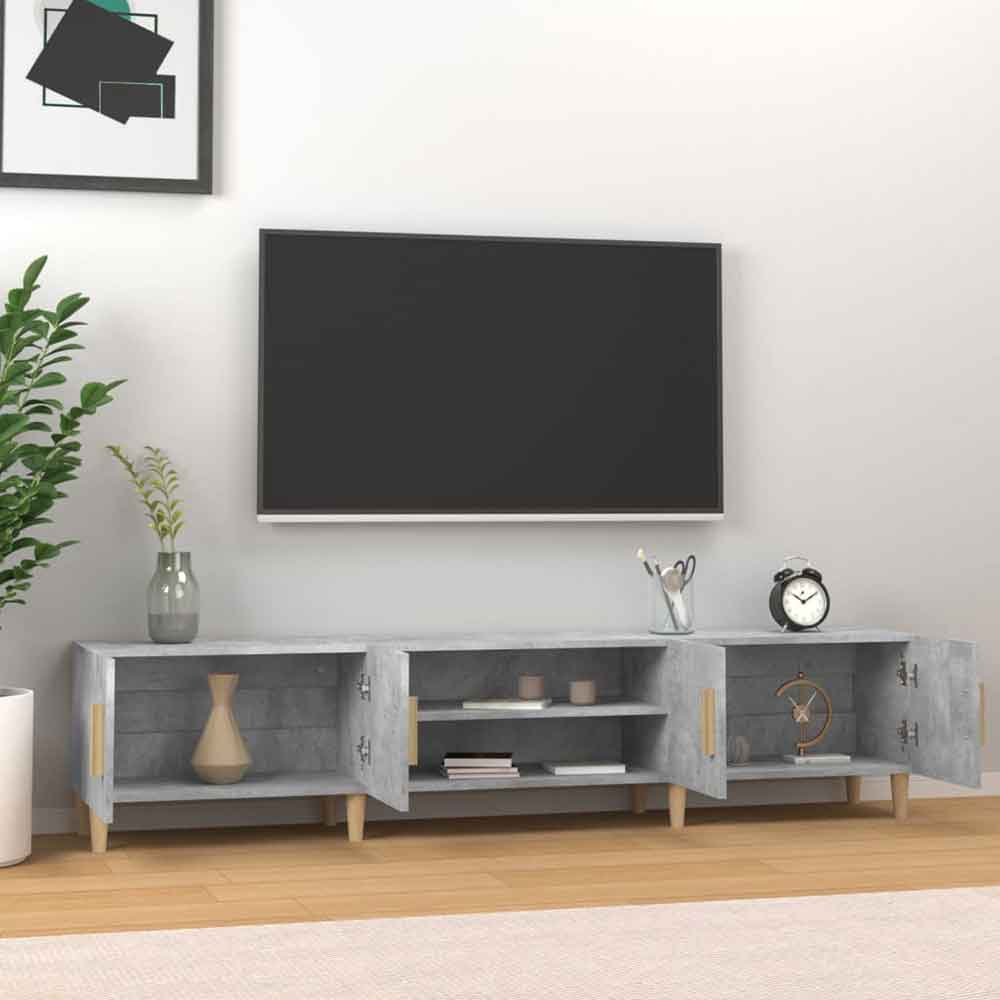 Dubuque 180cm Wooden TV Stand With 4 Doors - Concrete Grey
