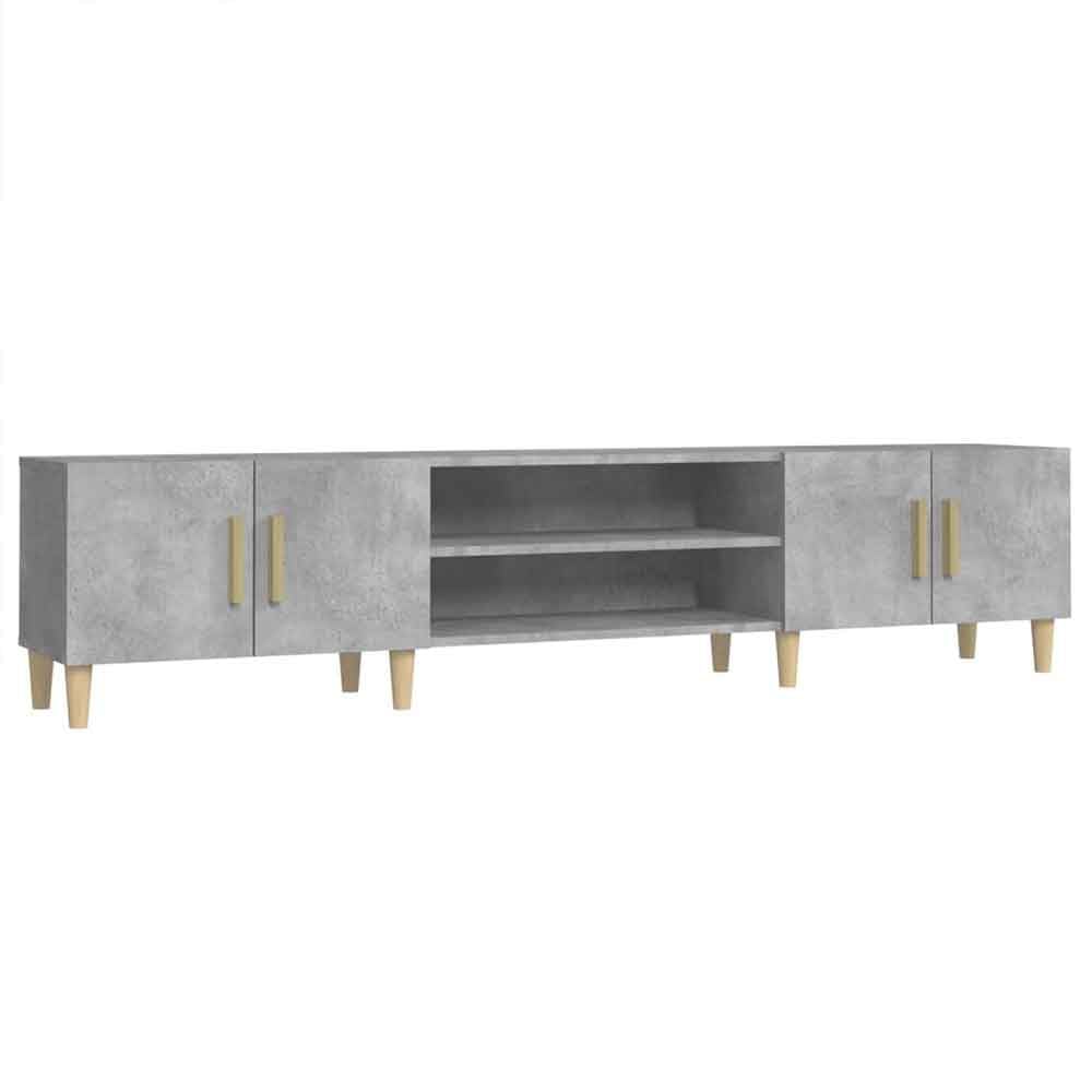 Dubuque 180cm Wooden TV Stand With 4 Doors - Concrete Grey