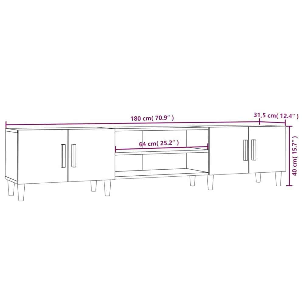 Dubuque 180cm Wooden TV Stand With 4 Doors - Concrete Grey