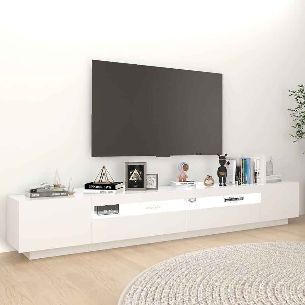 Dubuque 260cm Wooden TV Stand With LED - White