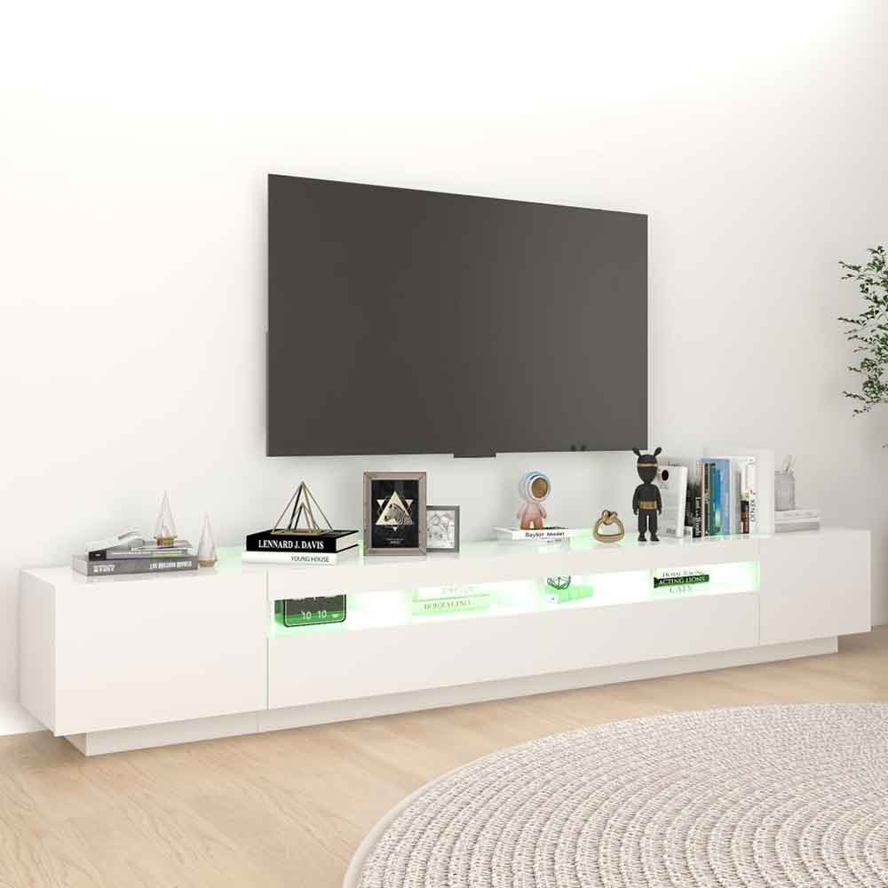Dubuque 260cm Wooden TV Stand With LED - White