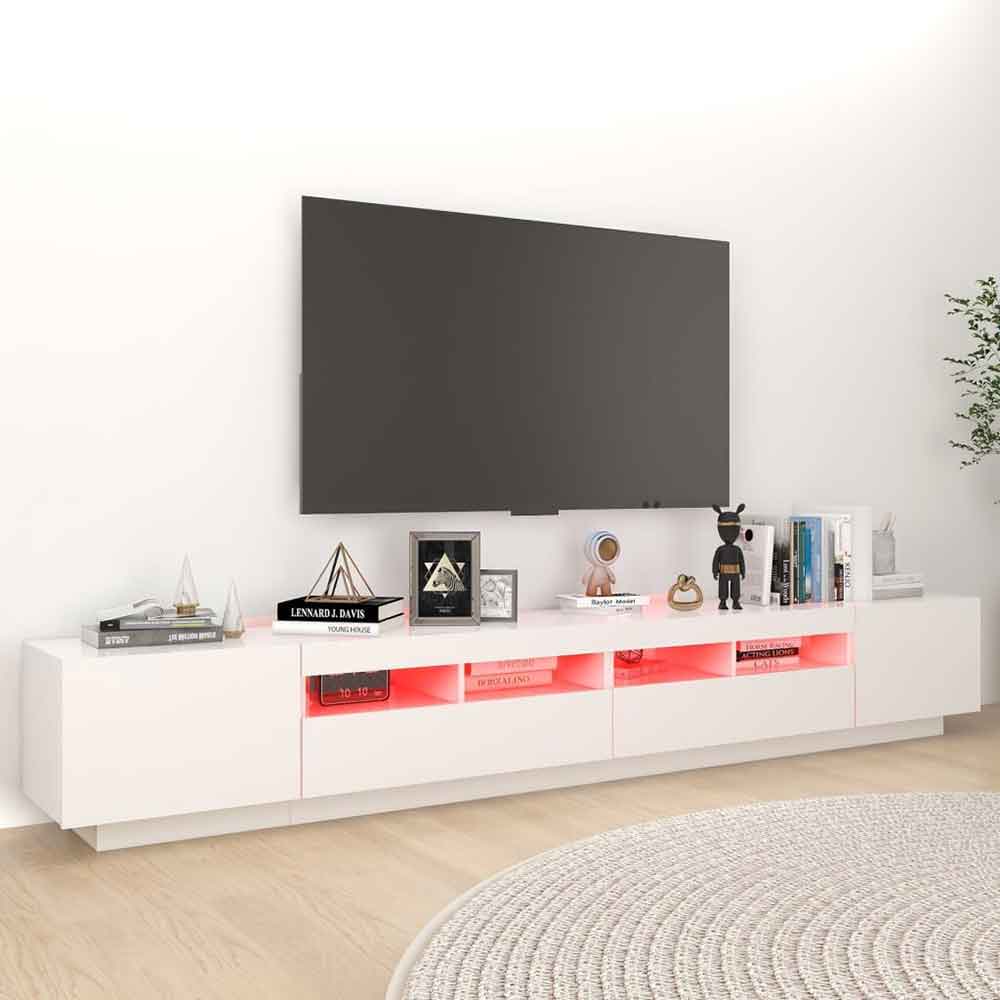 Dubuque 260cm Wooden TV Stand With LED - White