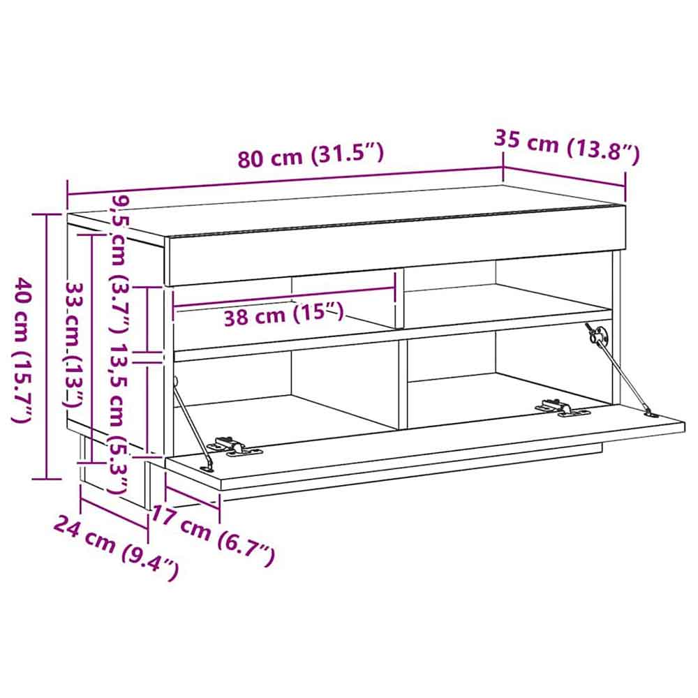 Dubuque 80cm Wooden TV Stand With 1 Door And LED Lighting - White