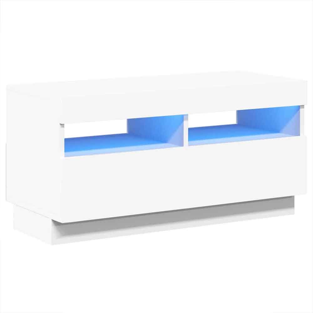 Dubuque 80cm Wooden TV Stand With 1 Door And LED Lighting - White