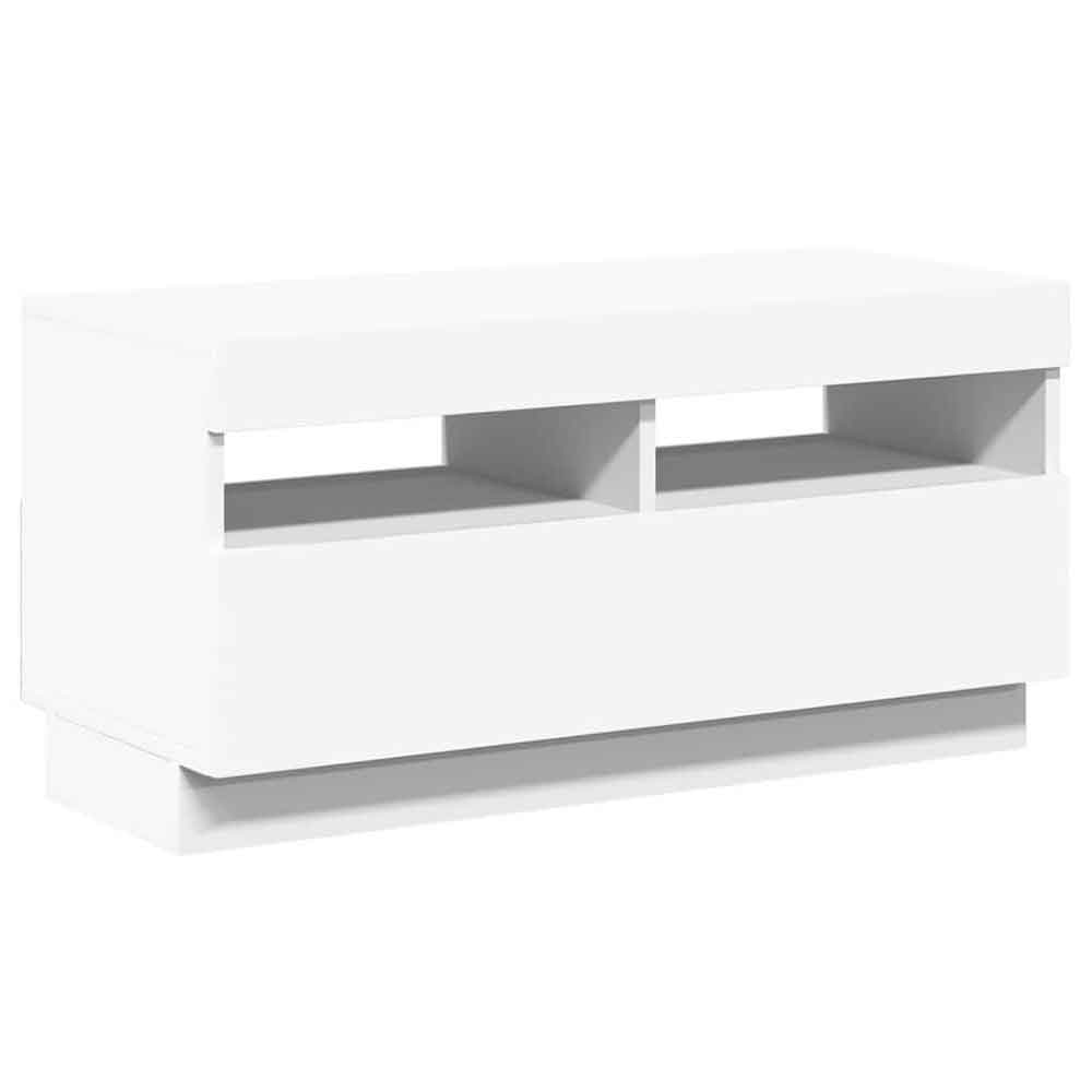 Dubuque 80cm Wooden TV Stand With 1 Door And LED Lighting - White