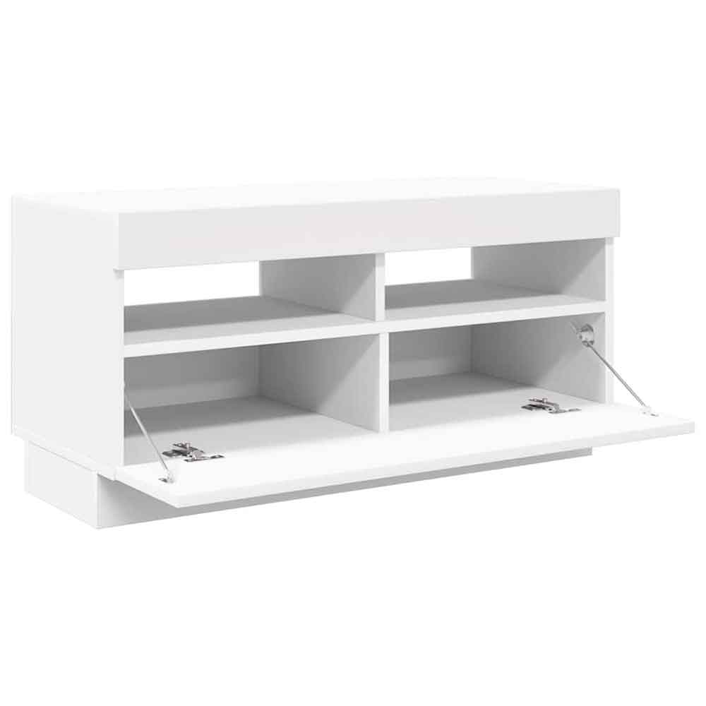 Dubuque 80cm Wooden TV Stand With 1 Door And LED Lighting - White