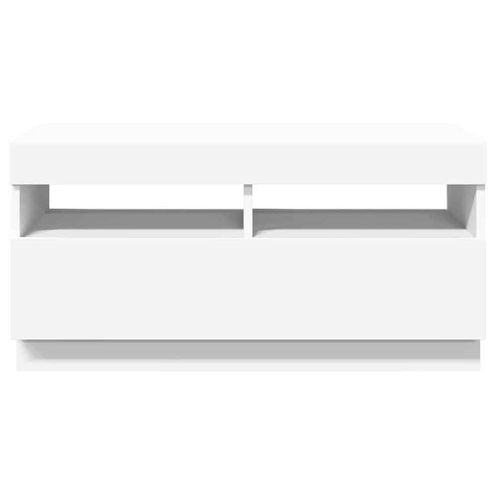 Dubuque 80cm Wooden TV Stand With 1 Door And LED Lighting - White