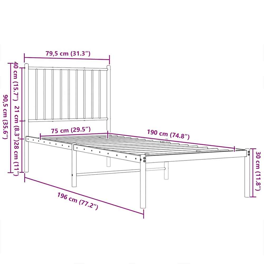 Dubuque Metal Small Double Bed - Black