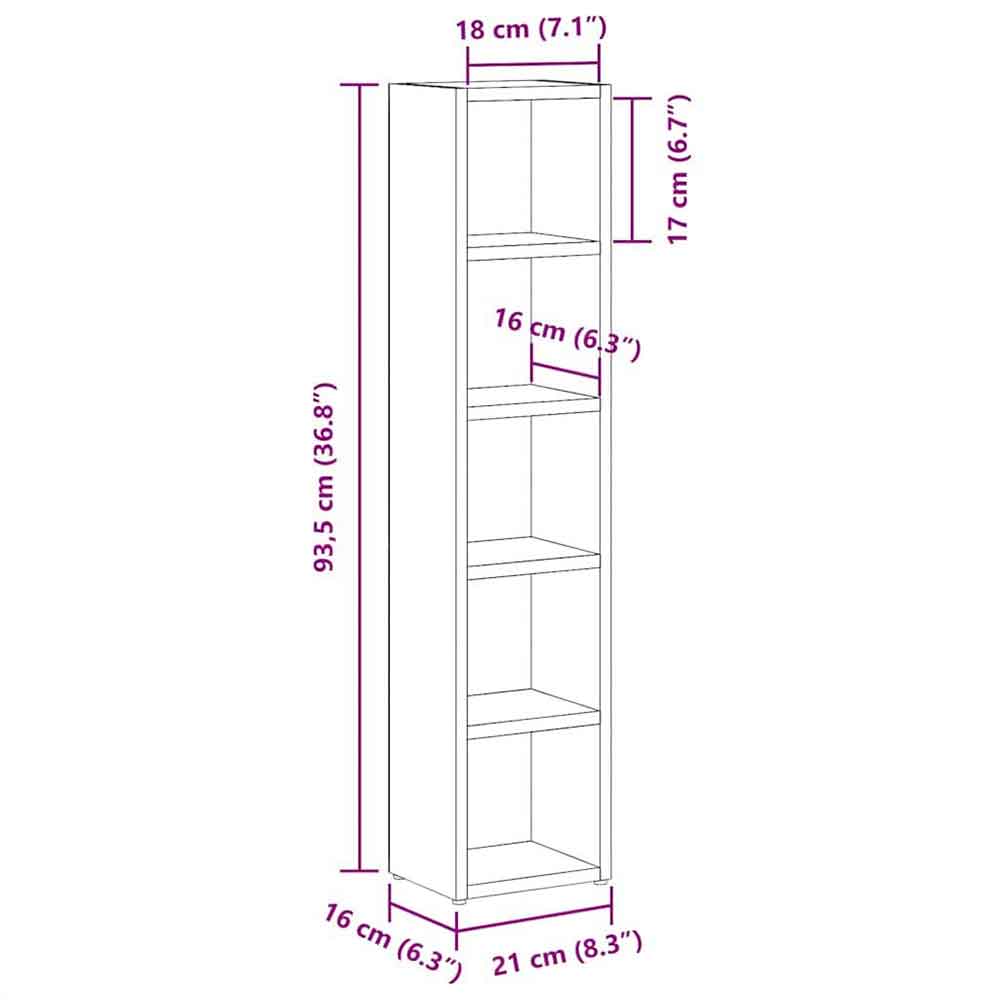 Dubuque Wooden Set Of 2 Bookcase With 5 Shelves - Sonoma Oak