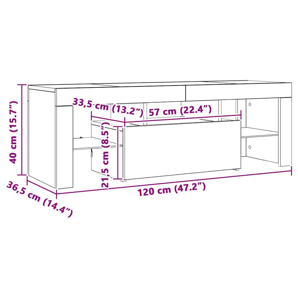 Dubuque Wooden TV Stand With 2 Glass Shelves And LED - Sonoma Oak
