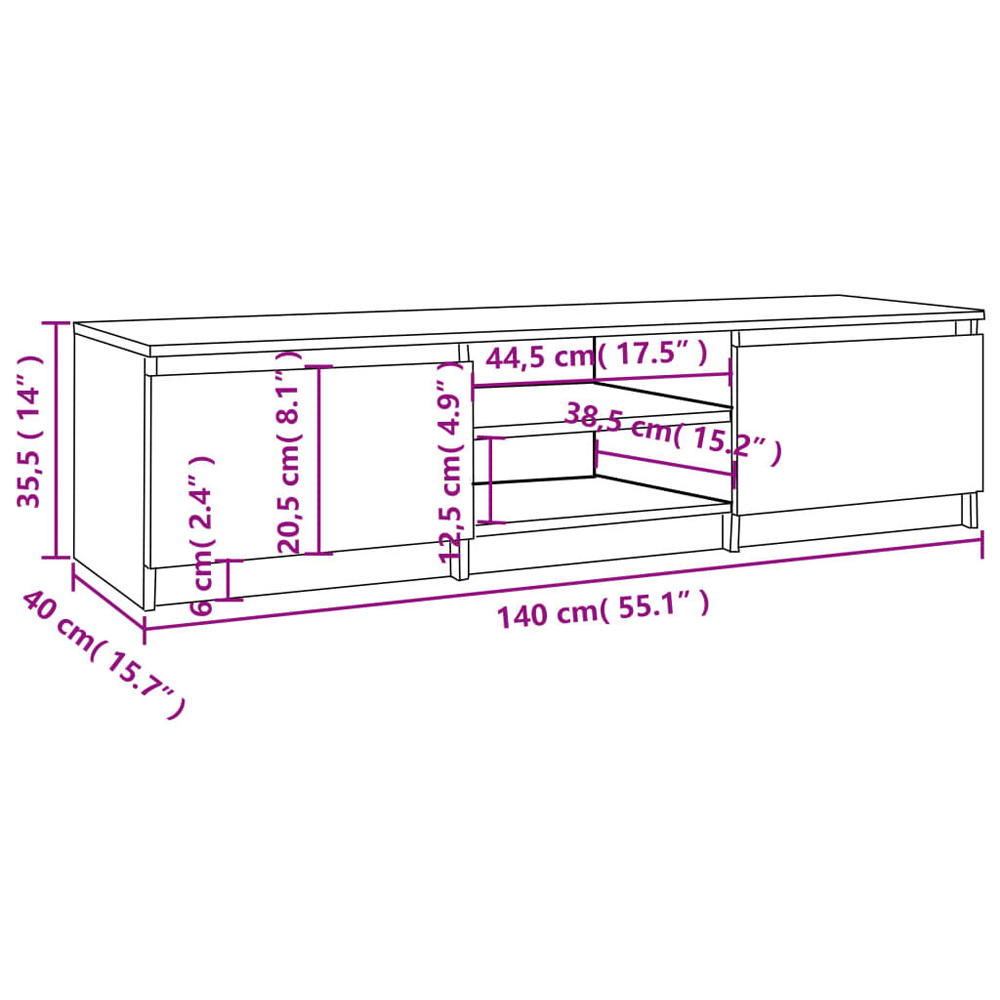 Dubuque Wooden TV Stand With 2 Shelves - Grey