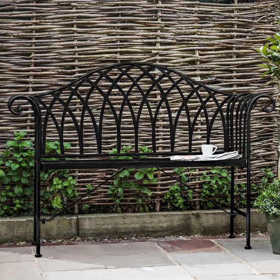 Product photograph of Duchmano Outdoor Metal Seating Bench In Black from Furniture in Fashion