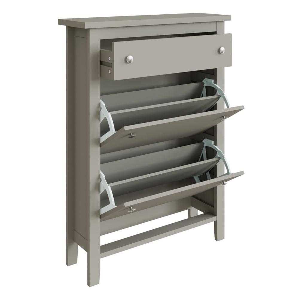 Duddo Wooden Shoe Storage Cabinet With 2 Flap Doors In Grey