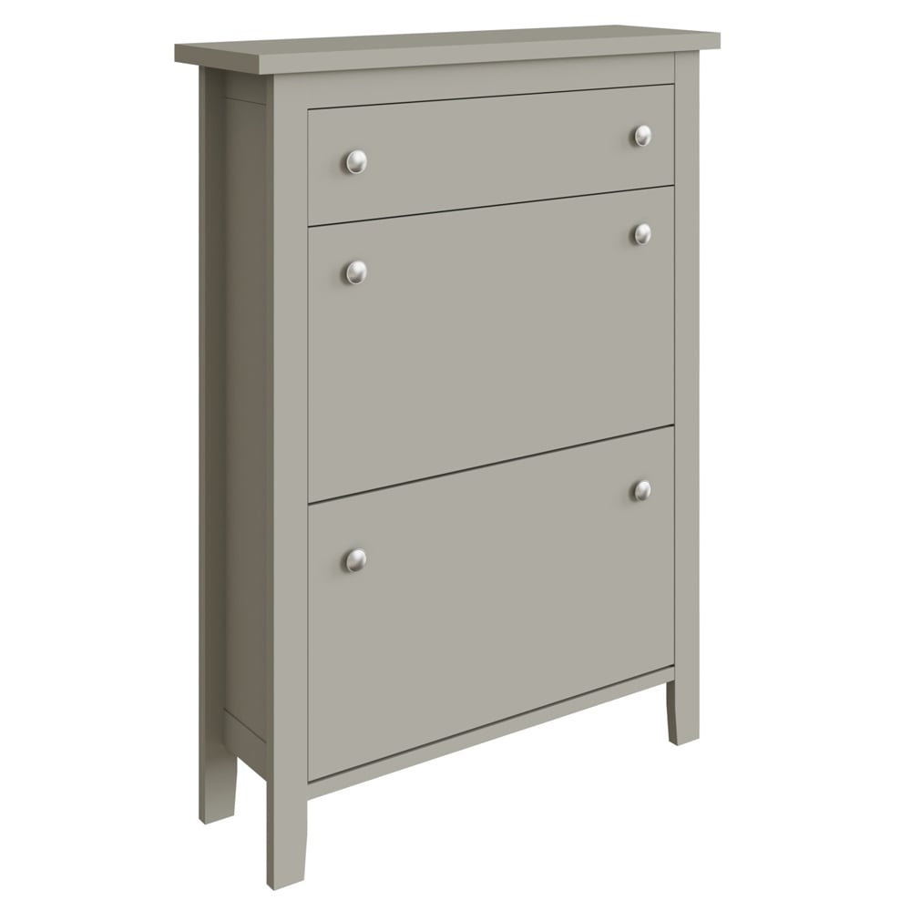 Duddo Wooden Shoe Storage Cabinet With 2 Flap Doors In Grey