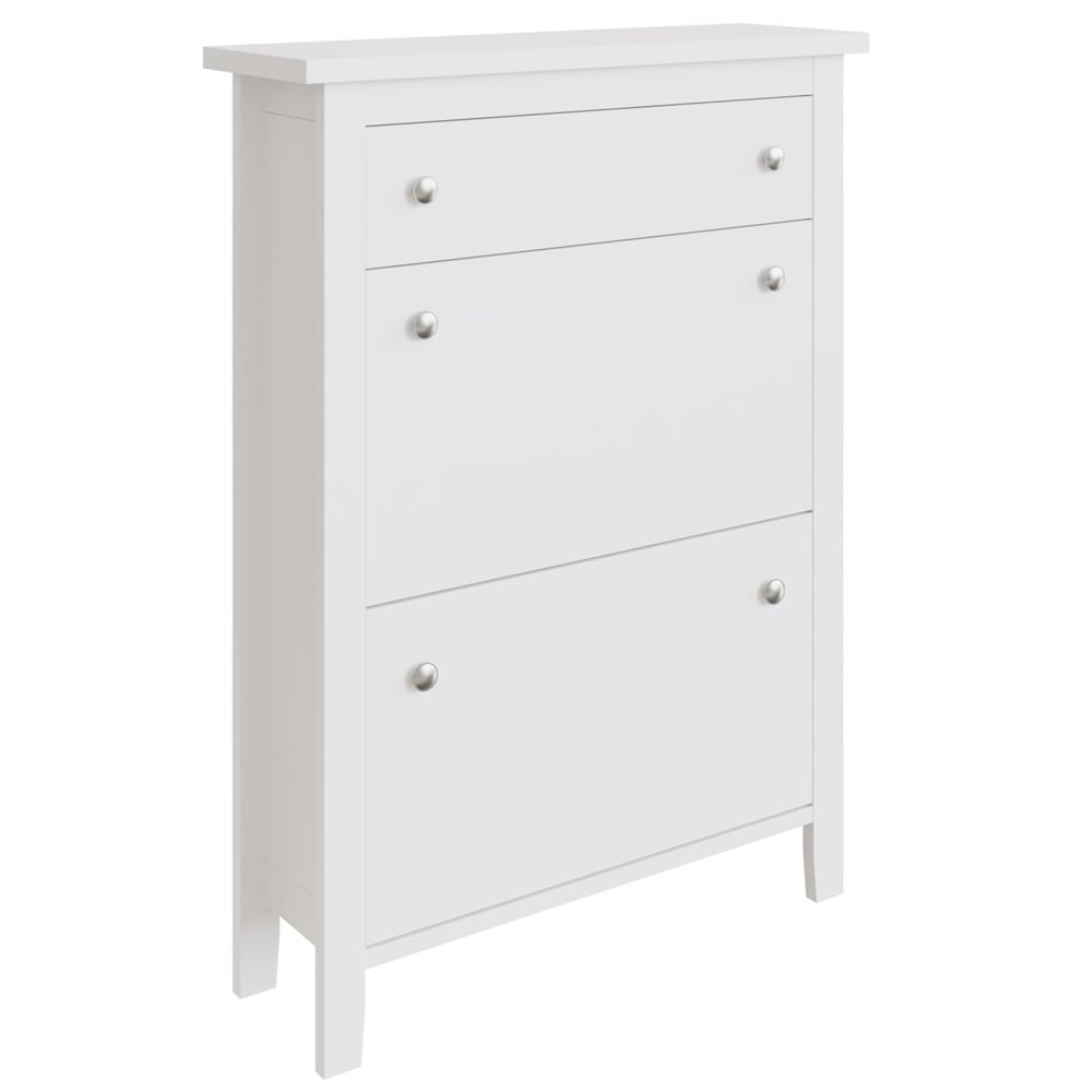 Duddo Wooden Shoe Storage Cabinet With 2 Flap Doors In White
