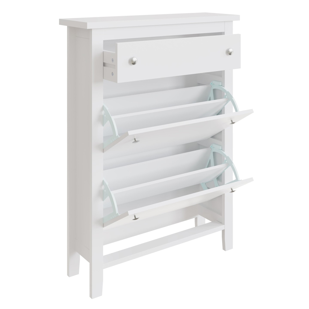 Duddo Wooden Shoe Storage Cabinet With 2 Flap Doors In White