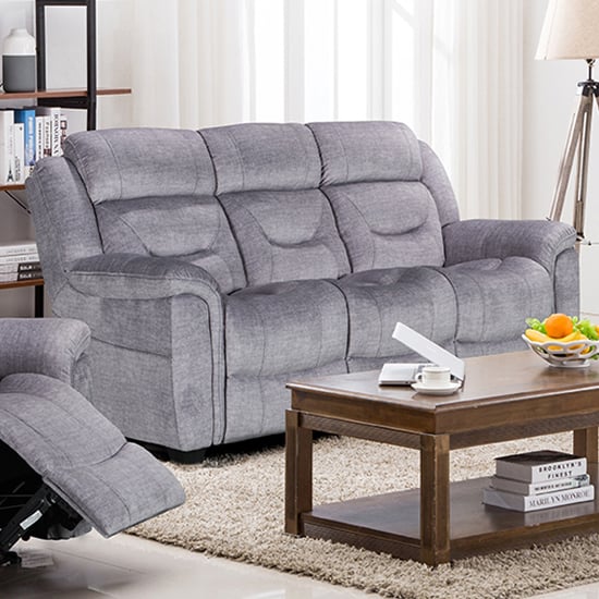Dudley Fabric Upholstered Fixed 3 Seater Sofa In Nett Grey Furniture in Fashion