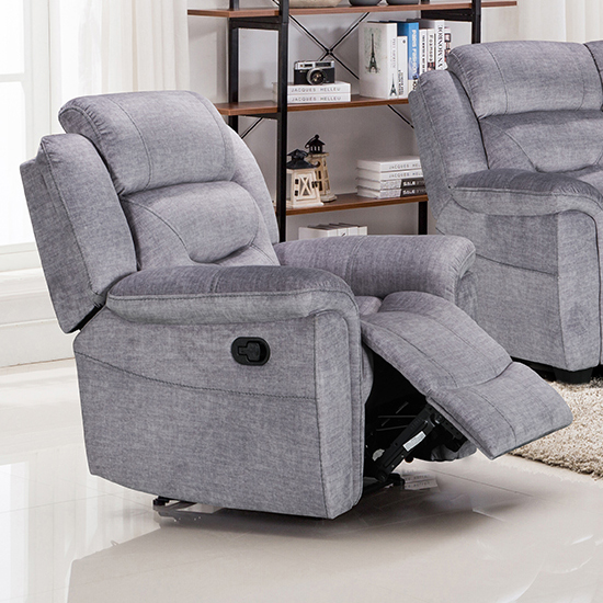 Dudley Fabric Upholstered Recliner Chair In Nett Grey