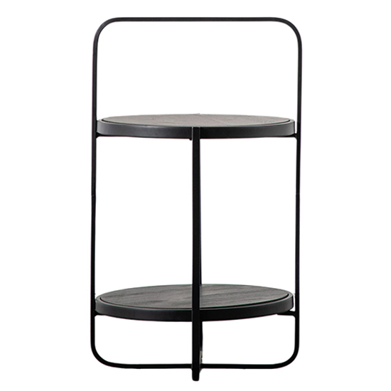 Dudley Round Wooden Side Table With Metal Frame In Black