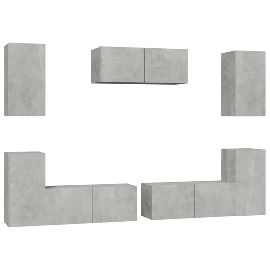 Duena Wooden Living Room Furniture Set In Concrete Effect