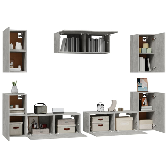 Duena Wooden Living Room Furniture Set In Concrete Effect