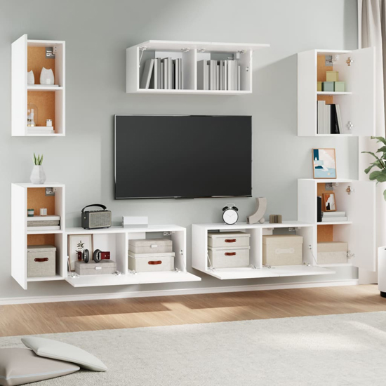 Duena Wooden Living Room Furniture Set In White