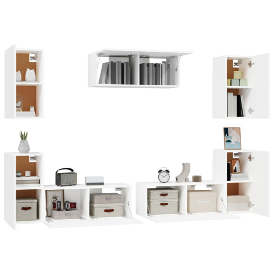 Duena Wooden Living Room Furniture Set In White