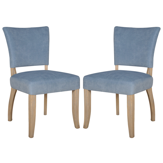 Dukes Blue Velvet Dining Chairs With Wooden Frame In Pair