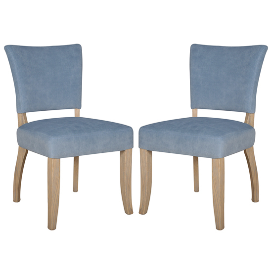 Dukes Blue Velvet Dining Chairs With Wooden Frame In Pair